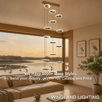 Lustre long pour escalier, grand modèle pour villa duplex, loft, maison auto-construite, design moderne et simple, luxe léger, design soucoupe volante en fer LED