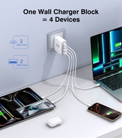 Adaptateur secteur portable HNT GaN 120W double type C 4 ports multi-prises pour ordinateurs portables PD&QC, chargeur très rapide pour téléphone portable