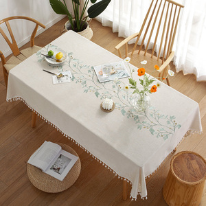 XinLan, venta al por mayor, impermeable mantel, Lino <span class=keywords><strong>Falx</strong></span>, restaurante, bordado Rectangular, manteles Vintage - Product Image 1