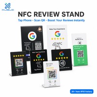 حامل مراجعات NFC من الأكريليك مع لوحة مراجعات جوجل ورمز QR وشريحة NFC للمسح بالهاتف للمطاعم والمقاهي والفنادق ومحلات البيع بالتجزئة