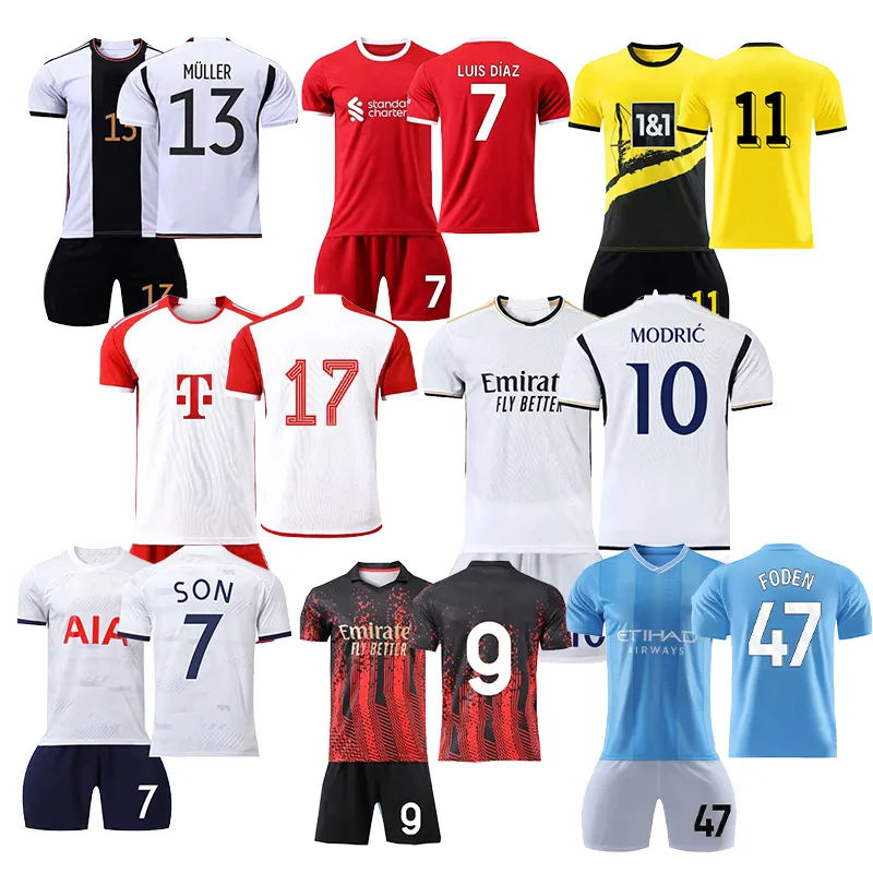 Voetbal Jersey Set Retro Voetbalshirt Dragen Sublimatie Voetbalshirt Soccer Jersey Uniform Club Sportkleding