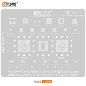 Pochoir AMAOE MI BGA pour <span class=keywords><strong>Xiaomi</strong></span> Redmi Poco Series 1/19 pièces chauffage direct trous carrés CPU IC puce équipements de téléphone portable - Product Image 4