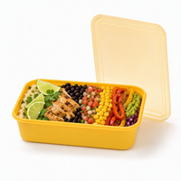 Contenant alimentaire jetable rectangulaire transparent de 650 ml avec couvercle, en bagasse de canne à sucre, biodégradable, sans BPA, qualité alimentaire PP, vente chaude