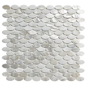 Oval Pattern Seashell Mosaic Tiles White Shell Mosaic Tiles Residence Project Decor