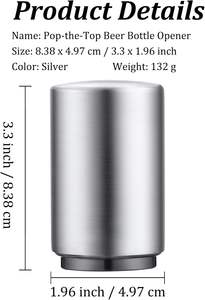 Tapa automática de botella de acero inoxidable, abridor de botellas de cerveza de metal magnético hacia abajo - Product Image 3