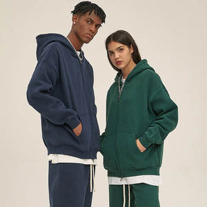 เสื้อขนแกะแบบสวมหัวมีซิปคู่สำหรับฤดูหนาวและ350GSM ออกแบบได้ตามต้องการเสื้อมีฮู้ดแบบสวมศีรษะสีพื้นไซส์ใหญ่พิเศษ - Product Image 1