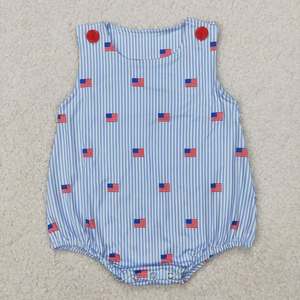 RTS ชุดรอมเปอร์ลายธงโบว์น่ารักสำหรับเด็กผู้หญิง 4th of July - Product Image 2