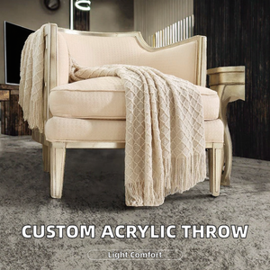 Custom Geometric Acrylic Knitted <b>Throw</b> <b>Blanket</b> European American Style Lightweight Spring Four Use Airplane Use Non-Toxic - Product Image 2