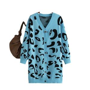 Nouveautés automne-hiver, tricot mi-long à imprimé léopard, cardigan pour <span class=keywords><strong>femme</strong></span>, manteau ample - Product Image 5