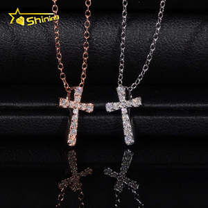 Joyería fina collar con colgante de diamante <span class=keywords><strong>925</strong></span> Plata sólida pase diamante probador Moissanite Cruz colgante - Product Image 1