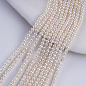 Perles d'eau douce blanches naturelles de 5-6 mm, perles à poinçonner pour la fabrication de bijoux faits main, produits semi-finis en gros - Product Image 3