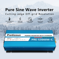 Convertisseur de courant Pretiosus à onde sinusoïdale pure 3000W 12/24/48V DC vers AC 100V 110V 120V 220V 230V 240V avec chargeur pour camping-car