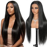 Perruque complète 13x6 Lace Front avec cordon de serrage, densité 250, sans colle, pré-épilée, sans perte de cheveux, grande zone de dentelle 3D réaliste, de l'oreille à l'oreille, 24 pouces