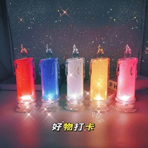 Luxury Led Iridescent Candles <b>Battery</b> <b>Operated</b> Flameless Candle Gift Home Wedding Decor Electric Pillar Unique Starry Sky Candle - Product Image 5