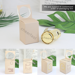 Air Tight Seal Sparkling Wine <strong>Bottle</strong> Plug Sealer <strong>Gold</strong> Custom champagne Stopper Stainless Steel with Hang Hole Paper Gift Box - Product Image 5