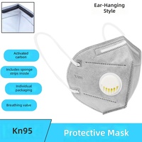 Masque respiratoire jetable blanc KN95 avec charbon actif et valve d'expiration, larges attaches auriculaires, masque de protection contre la poussière industrielle