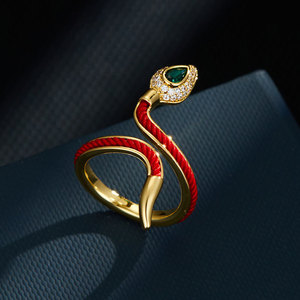 Snake-Shaped <b>Open</b> <b>Ring</b> Red String Adjustable Index Finger <b>Ring</b> New Chinese Style Festive Animal Zodiac Jewelry For Women - Product Image 1