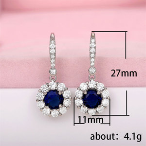 Orecchini Pendenti con Zircone Blu, Eleganti Orecchini Lunghi per Donne, Gioielli Regalo per Anniversario - Product Image 3