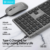Combo de Teclado y Ratón Inalámbrico KB-06, 2.4G Recargable, Teclado de Oficina de Tamaño Completo