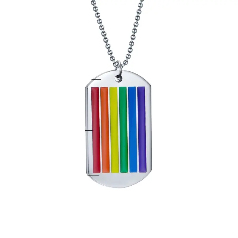 Collana in acciaio inossidabile Rainbow Pride Dog tag collana smalto arcobaleno Collier Collares Gay Pride Pendant Men Necklace
