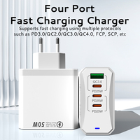 Cargador USB Justlink de 50W y 4 puertos, PD25W, adaptador de carga rápida QC3.0 tipo C con 5A ABS para Estación de suministro de energía de teléfono móvil