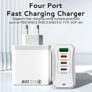 Justlink 50W 4 Ports USB Chargeur PD25W Charge rapide QC3.0 Type C Adaptateur avec 5A ABS pour station d'alimentation de téléphone portable - Product Image 6