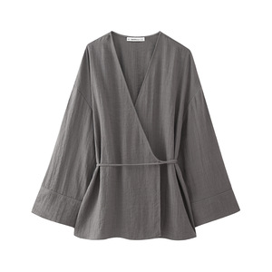 Conjuntos informales <span class=keywords><strong>de</strong></span> 2 piezas <span class=keywords><strong>para</strong></span> el hogar <span class=keywords><strong>para</strong></span> mujer, camisas <span class=keywords><strong>de</strong></span> manga larga con solapa, <span class=keywords><strong>traje</strong></span> elegante <span class=keywords><strong>para</strong></span> mujer, pantalones <span class=keywords><strong>de</strong></span> pierna ancha con cordón suelto <span class=keywords><strong>de</strong></span> primavera 2024 - Product Image 2