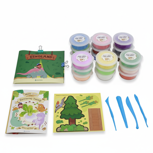 MIKATALE Eid Al-Fitr Dinosaur Park Grande boîte de <span class=keywords><strong>pâte</strong></span> <span class=keywords><strong>à</strong></span> <span class=keywords><strong>modeler</strong></span> plastique <span class=keywords><strong>à</strong></span> séchage <span class=keywords><strong>à</strong></span> l'air, 12 couleurs, haute saturation, non toxique, ultra-légère - Product Image 2