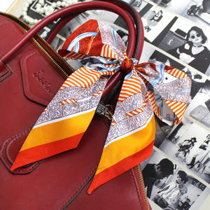 تصميم شعار مخصص، وشاح رفيع للرقبة، عصابات رأس حريرية، شريط مزدوج رفيع، وشاح نسائي، شريط للشعر - Product Image 2