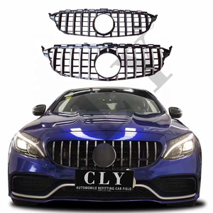 YOUKISS Accessoires de voiture d'origine Grille de voiture avant pour 2015-2018 Benz W 205 Classe <span class=keywords><strong>C</strong></span> Changer en <span class=keywords><strong>C</strong></span> <span class=keywords><strong>63</strong></span> A-<span class=keywords><strong>MG</strong></span> GTR Style Sliver Grille - Product Image 1