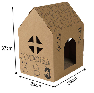 Bulk ecologisch verantwoorde golfkartonnen kattenhuis, gedeelde speelruimte voor meerdere katten, voor dierenwinkels en wederverkopers - Product Image 2