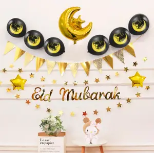 Eid Mubarak decorazione per feste Ramadan Mubarak palloncino stella luna lettera palloncini Foil palloncino coriandoli per festa musulmana