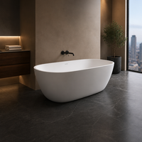 Baignoire autoportante ovale contemporaine en pierre artificielle monobloc pour hôtels de luxe – Vente en gros