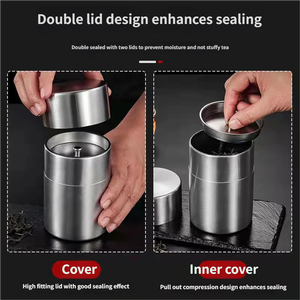 Bán Buôn Thiết Kế Mới Tùy Chỉnh Nhà Bếp Hộp Kín Đôi Nắp Kim Loại Cà Phê Matcha Trà <span class=keywords><strong>Caddy</strong></span> 304 Thép Không Gỉ Trà <span class=keywords><strong>Caddy</strong></span> - Product Image 5