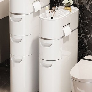 Meuble de rangement étroit pour salle de bain, étagère à roulettes peu encombrante, tiroir en plastique, étagère de rangement multi-niveaux pour articles divers - Product Image 1