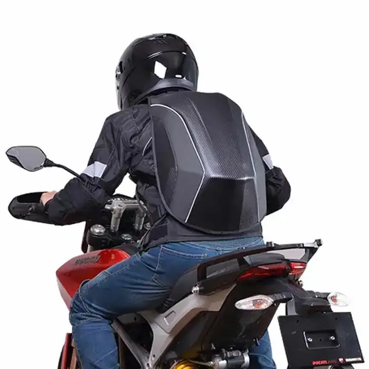 Borse per casco da moto da bicicletta zaino da uomo a doppia spalla impermeabile in fibra di carbonio rigida zaino per Laptop da viaggio