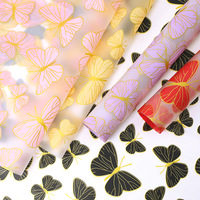 Papier d'emballage pour fleurs Aierflorist, papier transparent imperméable à l'eau avec motif de papillon doré, néon, 56x56cm, 20 feuilles, style Dream Girl