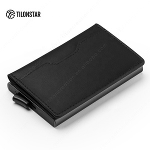 TILONSTAR TVC109 High Quality Business Aluminum Pop up Card Holder ID Credit Card Holder Leather Pop up Wallet - Product Image 1