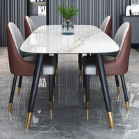 Table à manger rectangulaire en pierre italienne, petite table à manger pour appartement, marbre, luxe léger, moderne, simple, nouvelle table à manger 2024