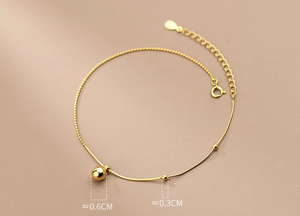 Mode ronde perle chaîne breloque cheville plaqué or 925 argent Sterling bijoux fins bracelets de cheville pour les femmes - Product Image 6