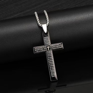 Çapraz çelik kolye takı basit adam Hip Hop çapraz kolye uzun zincir takı dükkanı toptan N25690 için - Product Image 3