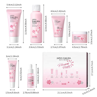 Laikou Marque Privée Ensemble de Soins du Visage Sakura du Japon 6 Pièces Nettoyant Tonique Sérum Essence Crème Contour des Yeux Écran Solaire