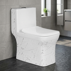 WC monobloc de luxe en céramique blanc, design moderne, petite taille, pour salle de bain, sanitaires contemporains - Product Image 1