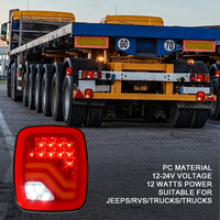 Feu arrière combiné modifié 7 pouces carré pour camion, camionnette et pick-up, rouge, ambre, blanc, avec clignotant, feu stop, éclairage de plaque d'immatriculation et feu de route