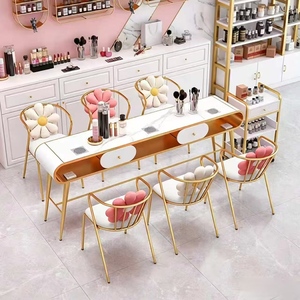 Juego de Mesa y Silla de Manicura de Alta Gama para una Persona, Mesa de Manicura Moderna de Mármol con Aspiradora - Product Image 4