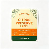 Étiquettes personnalisées en rouleau synthétiques mates, résistantes à la déchirure, autocollantes pour l'impression d'étiquettes d'emballage de pots de confiture de fruits à l'orange
