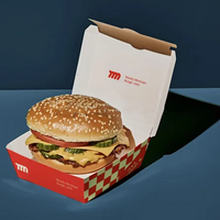 Boîte à hamburger en matériau biodégradable compostable respectueux de l'environnement à structure robuste pour la livraison de nourriture en boutique de hamburgers