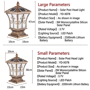 Lampe solaire à capteur extérieur étanche pour clôture de jardin, poteau, portail, pilier, en aluminium, 3.2V - Product Image 3