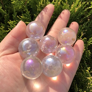 Commercio all'ingrosso di cristallo <span class=keywords><strong>angelo</strong></span> arcobaleno sfera trasparente Reiki pietre preziose di guarigione Mini Aura sfera di cristallo di quarzo trasparente per la decorazione - Product Image 2