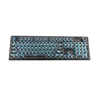 Clavier de jeu rétro punk de style machine à écrire, clavier mécanique filaire USB avec touches rondes et repose-poignets amovible